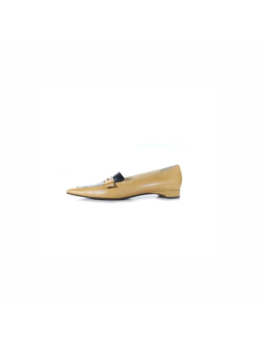 Vintage CHANEL Shoes Womens Size 7 Black & Tan Leather